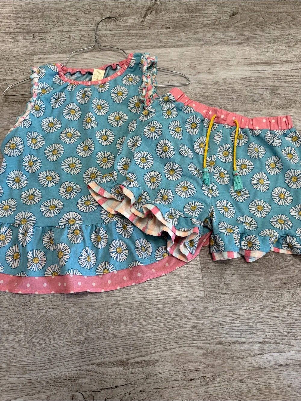Matilda Jane Turquoise Daisy Pajama Set with Pink Trim